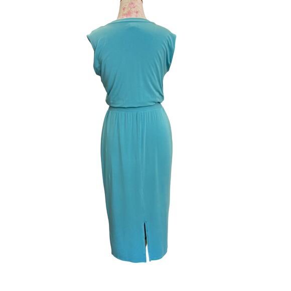 Athleta Santorini Cinch Midi Dress Sleeveless Turquoise Blue Size XS - Picture 2 of 8